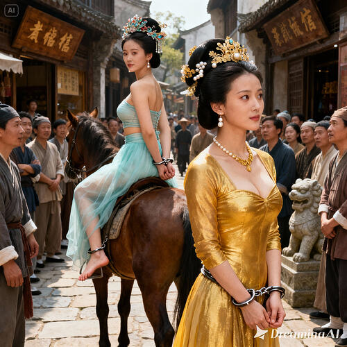 dreamina-2025-11-03-9655-生成一幅写实摄影图片侧面全身像_ 在古代的街道上，眉目清秀极为美丽动人苗条的林黛...