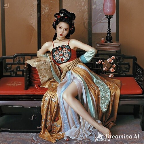 dreamina-2025-07-31-6469-change the pose of the woman to her both...