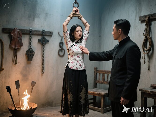 吊绑-身前单手摸胸-愤怒