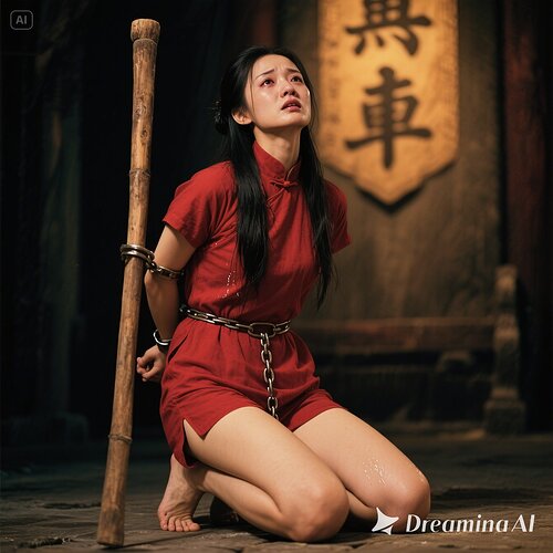 dreamina-2025-07-31-6535-生成一幅写实摄影图片(古装电视剧效果）：衙门的公堂上，窦娥，女主角，30岁， 但...