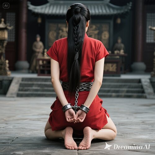 dreamina-2025-07-31-3043-生成一幅写实摄影图片(古装电视剧效果）：衙门的公堂上，背面像：窦娥，女主角，30...