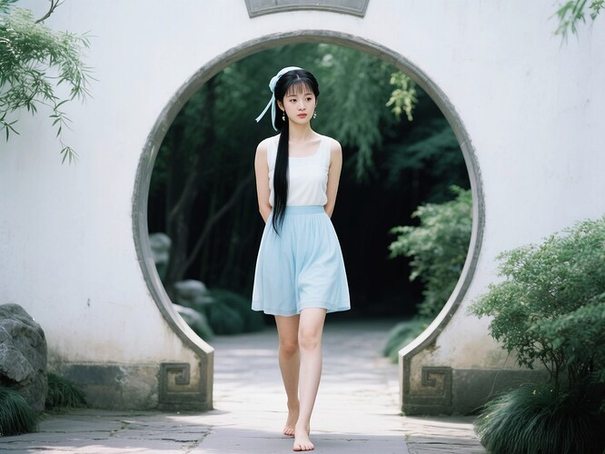 dreamina-2025-11-05-4368-生成一副清晰写实的电影剧照照片：正面从头到脚全身像：美女林黛玉，皮肤极为白嫩，长...