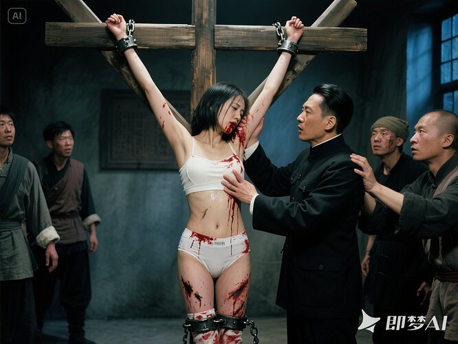 刑架-内衣-官员抚摸-摸胸-咬舌