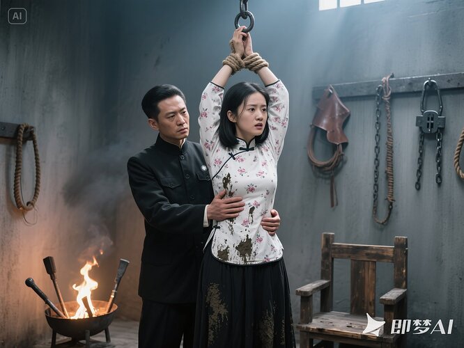 吊绑-摸腰上移-挣扎